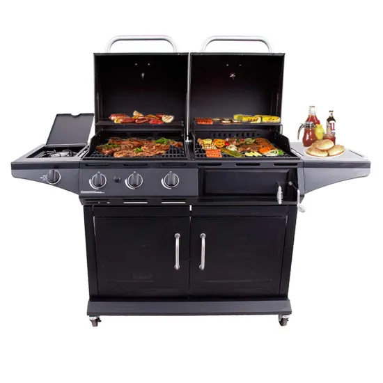 combo backyard combination  Outdoor Garden High End Auto Ignition 3 Burners Gas bbq Grill Barbecue BBQ with charcoal