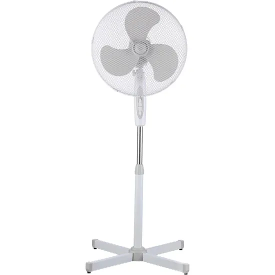 16 Inch Gray Oscillating Pedestal Fan with Cross Base