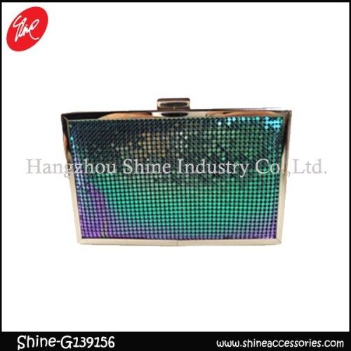 Shining colorful fashion square chainmail bag/clutch bag/glomesh bag