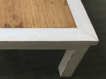 factory supply direct rustic distressed white antique elm wood coffee table promotion