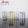 Customized Glass Water Coffee Cups With Colored Stripes