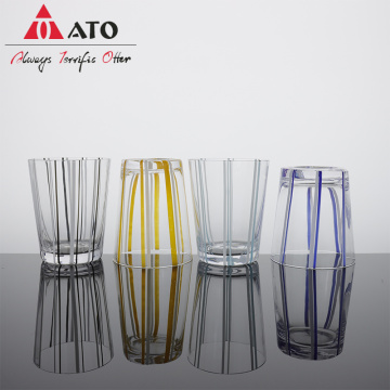 Customized Glass Water Coffee Cups With Colored Stripes