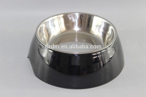 Black Melamine Dog Bowl With Stainless Steel Bowl