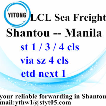 Agente de frete de Shantou LCL consolidação de Manila