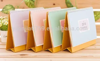 2016 the latest Korean candy color simple desktop vertical leather desk calendar