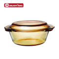 Ugn Safe Amber Glass Casseroles Skål med lock