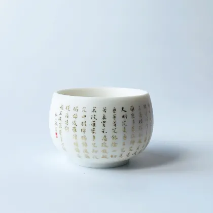Sanskrit Heart Sutra Jade Glazed Teacup
