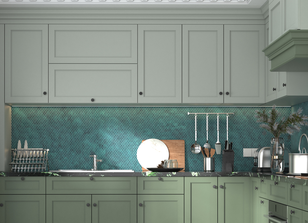 Green Glass Kitchen Wall Tiles