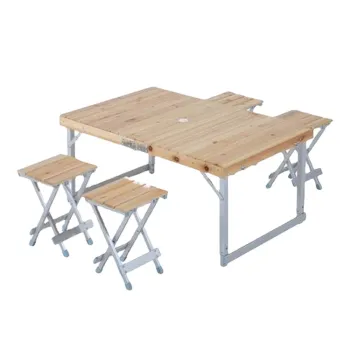 Outdoor Hangrui Solid Wood Folding Table and Chair Set