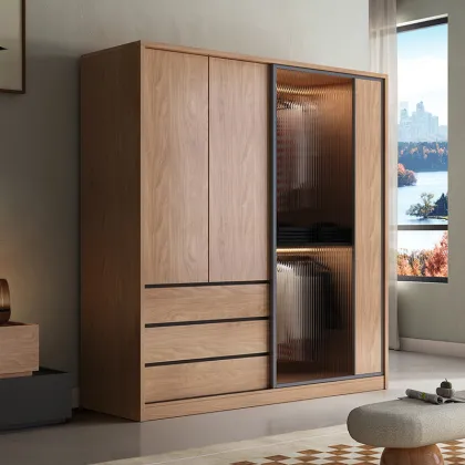 Modern Bedroom Luxury Solid Wood Wardrobe Closet Organizer for Home & Hotel