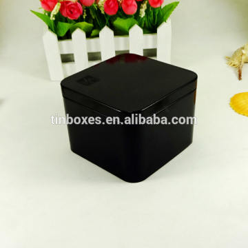 Food grade wholesale metal packaging square black tea tin box with lid