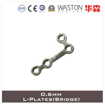 0.6mm Titanium L- Cranio - Maxillo - Facial Plate with Bridge