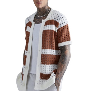 Summer New Arrival: Men's Hollow Casual Slim Fit Knitted Short Sleeved Shirt