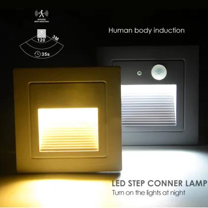 3W IP65 Waterproof LED Stair Light Pathway Recessed Corner Footlight