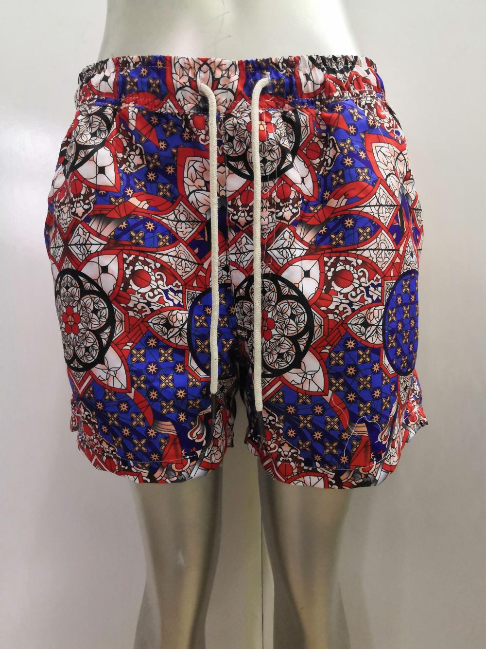 Vintage print men's beach shorts