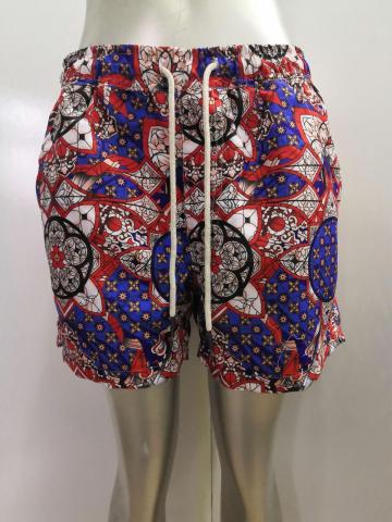 Vintage print men's beach shorts