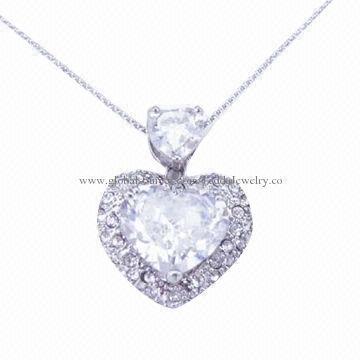 Fashion charm necklaces, made of brass and cubic zirconia