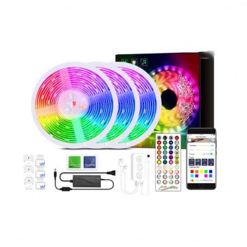 10M/20M 5050 RGB Smart Strip Light Color Changing LED Light Strips Music Sync RGB LED Rope Lights With Remote App Control