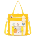 Yellow Cartoon Plush Canvas Nylon Study Bag