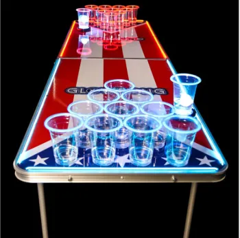 240cmx60cmx70cm led beer pong beer slap game table