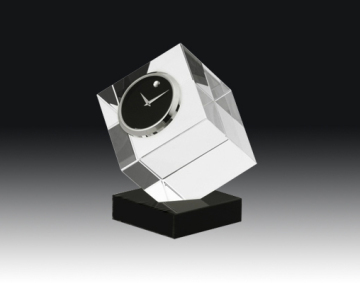 Noble Round Shaped Black Crystal Table Clock