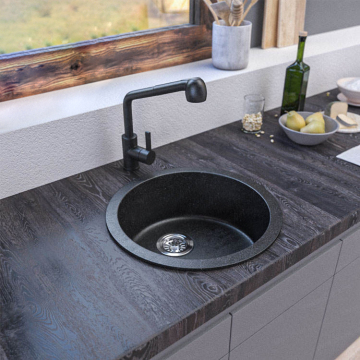 Modern Color Quartz Stone Single Bowl Round Kitchen Sink Wholesale Price