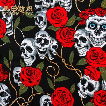 best selling 100% cotton printed fabric skulled heads