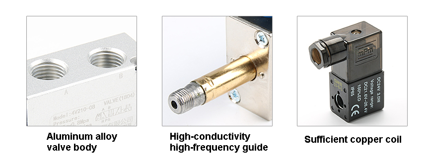 Valve body,pilot & coil of 4V320-08 electro pneumatic solenoid directional control valve