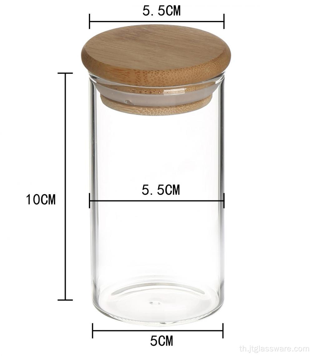 กระป๋องแก้วสุญญากาศใส Borosilicate พร้อมฝาไม้ไผ่