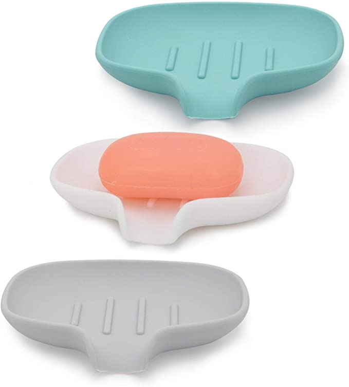 Non-Slip Bathroom Soap Dish Holder Silicone Soap Case Saver Sink