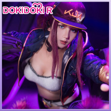 DokiDoki-R Game LOL KDA Cosplay Akali Costume With Hat Eraphone Bracelet LOL KDA Akali Cosplay K/DA Costume Fullset