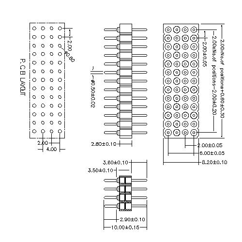 MPHDS-XXXX02 Machined Pin connectors 2.8 mm MPHDS series 