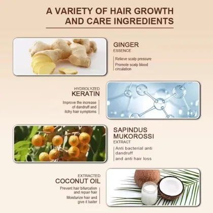 Ginger Shampoo for Hair Growth Promotion, Repair, and Moisturizing Control