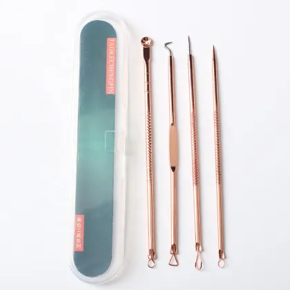 4PCS Stainless Steel Tool Rose Gold Blackhead Remover Set - Blackhead Remover Kit