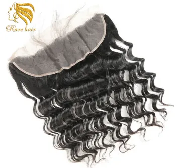 100% Human Hair Virgin Deep Wave Frontal Lace Closures With Bundles, Original Brazilian Lace Frontals With Baby Hair