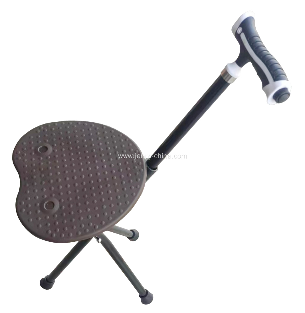 Adjustable Walker Foldable Crutch Chair Walking Stick Portable Cane with Seat and LED light