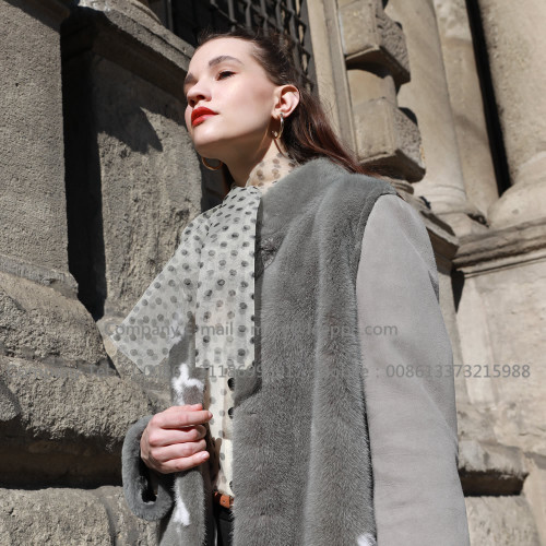 Hooded Merino Lady Shearling Coat