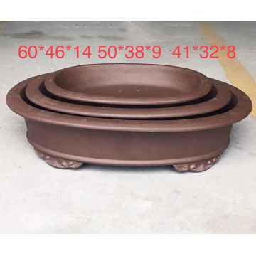 Homemade Unglazed Oval Clay Bonsai Pot untuk Succulents