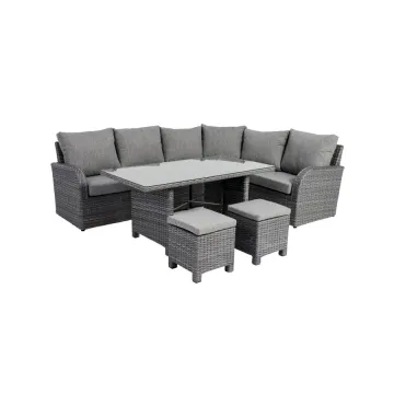 6 Piece Wicker Rattan Patio Sectional Corner Sofa Set with Cushions