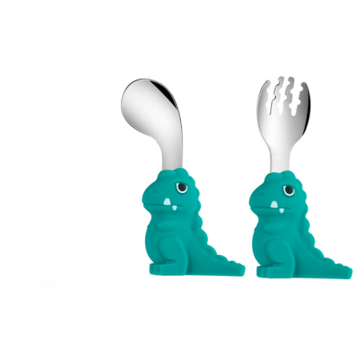 Dinosaur Shaped Silicone Baby Fork And Spoon