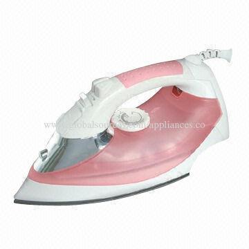 2,000W self-cleaning steam electric iron with rubberized handle, auto-shutoff function is available