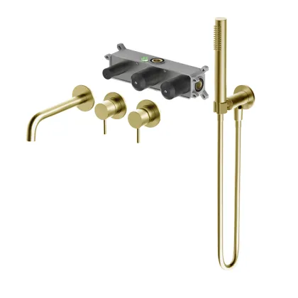 Wall Mounted Brushed Nickel Bathtub Faucet With Shower