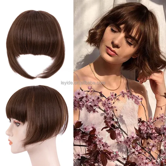 AliLeader Premium Synthetic Hair Bang Clip In Hair Fringe Piece Replacement Air Bangs Hair Toupee Extensions Woman