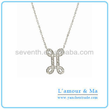 Claw Design Chain Necklace Rhodium/Gold Plated CZ Diamond Brass Pendant Fashion Necklace