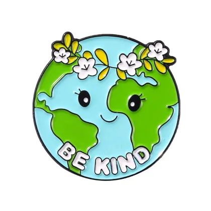 Creative Cartoon Love Earth Shape Brooch Pins