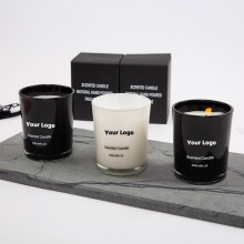 Black and white glass candle container