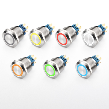 25 mm platte vergrendeling power cirkel drukknop schakelaar 12V waterdicht
