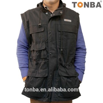 New Design Cotton Photography Camera Vest for Hiking and Trekking Hooded Vest Jacket -Black ,Light Grey