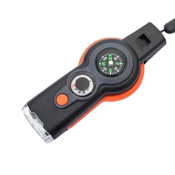 LED Flashlight Multi Functional Survival Whistle Outdoor Rescue Survival Whistle Compass