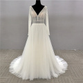 Lattice Lace Long Sleeve Wedding Gown